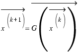 \vec{x^{(k + 1)}} = \vec{G(\vec{x^{(k)}})}