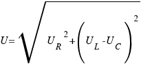 U = \sqrt{{U_R}^2 + {(U_L - U_C)}^2}