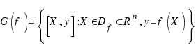 G(f) = \lbrace[X, y]: X \in D_f \subset R^n, y = f(X)\rbrace