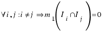 \forall i, j: i \ne j \doubleright m_1(I_i \inter I_j) = 0