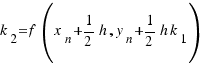 k_2 = f(x_n + 1/2 h, y_n + 1/2 h k_1)