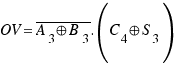 OV = \overline{A_3 ⊕ B_3} . (C_4 ⊕ S_3)