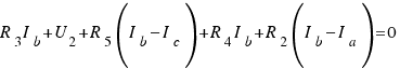 R_3 I_b + U_2 + R_5(I_b − I_c) + R_4 I_b + R_2(I_b − I_a) = 0