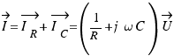 \vec{I} = \vec{I_R} + \vec{I_C} = (1/R + j\omega C)\vec{U}