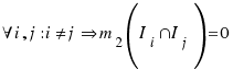 \forall i, j: i \ne j \doubleright m_2(I_i \inter I_j) = 0