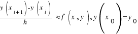 {y(x_{i + 1}) - y(x_i)}/h \approx f(x, y), y(x_0) = y_0