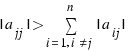 |a_{jj}| > \sum{i = 1, i \ne j}{n}{|a_{ij}|}