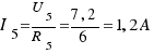 I_5 = {U_5}/{R_5} = {7,2}/{6} = 1,2A