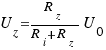 U_z = {R_z}/{R_i + R_z}U_0