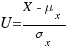 U = {X - \mu_x}/{\sigma_x}