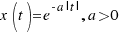 x(t) = e^{-a|t|}, a > 0