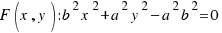 F(x, y) : b^2x^2 + a^2y^2 − a^2b^2 = 0