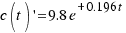 c(t)\prime = 9.8e^{+0.196t}