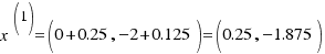 x^(1) = (0 + 0.25,−2 + 0.125) = (0.25, −1.875)