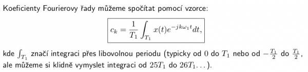 Rovnice pro výpočet koeficientů Fourierovy řady